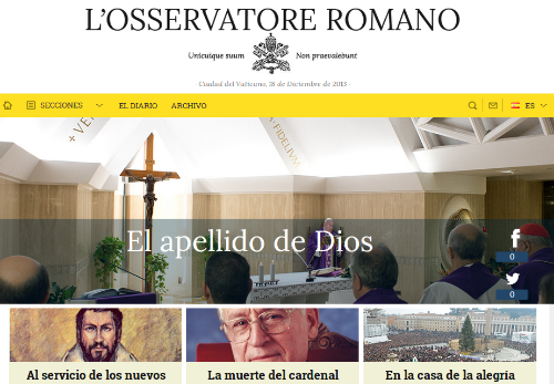 El periódico vaticano L'Osservatore Romano lanza su nuevo diseño visual en internet
